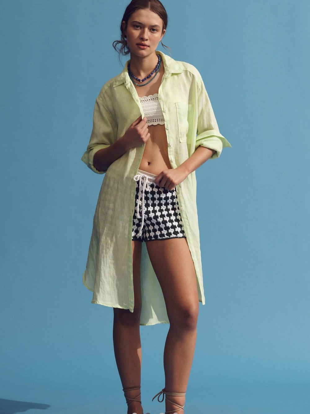 Anthropologie relaxed button down linen tunic